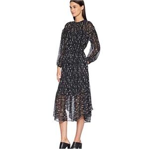 Vince Brushstroke Shirred Silk Shift Dress